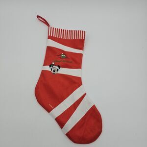 Disney Cruise Line Christmas Stocking Red White 16” Mickey Mouse Two-Sided